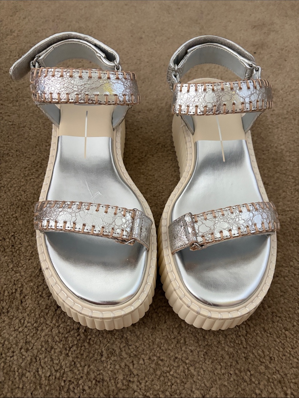 New Dolce Vita Silver Metallic Platform Sandals